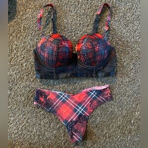VS Plaid Bra & Panties Set